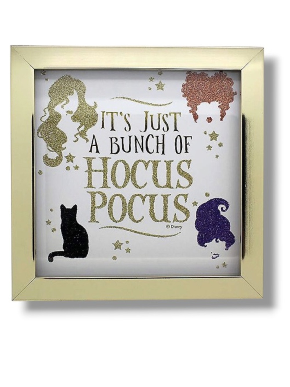 Disney Hocus Pocus Glitter Gold Shadow Box 8x8” Halloween Decor NWT